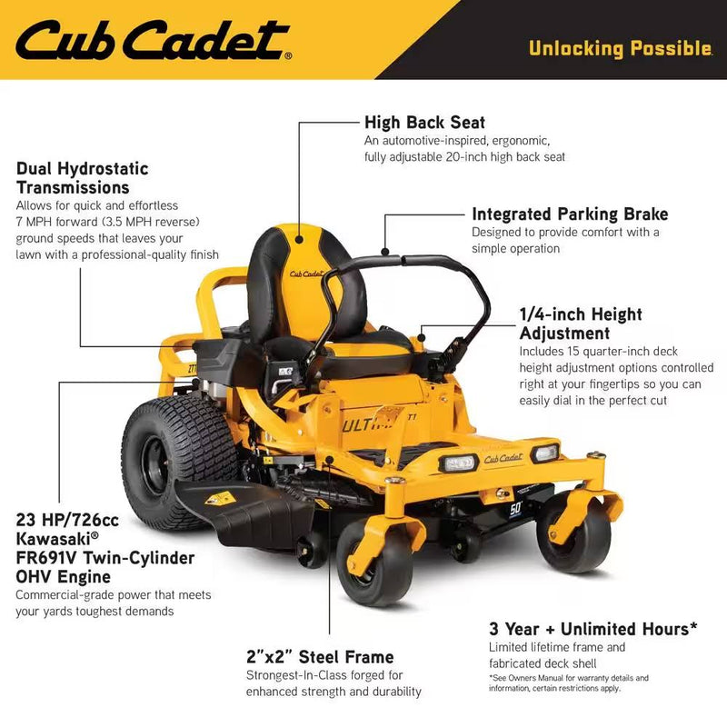 Cub Cadet Ultima ZT1 (50″) 23hp Kawasaki Zero Turn Mower