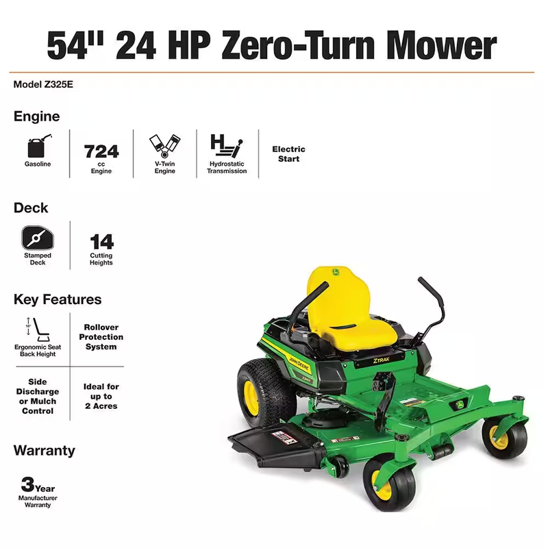 Z325E 54 In. 24 HP Gas Dual Hydrostatic Zero-Turn Riding Mower