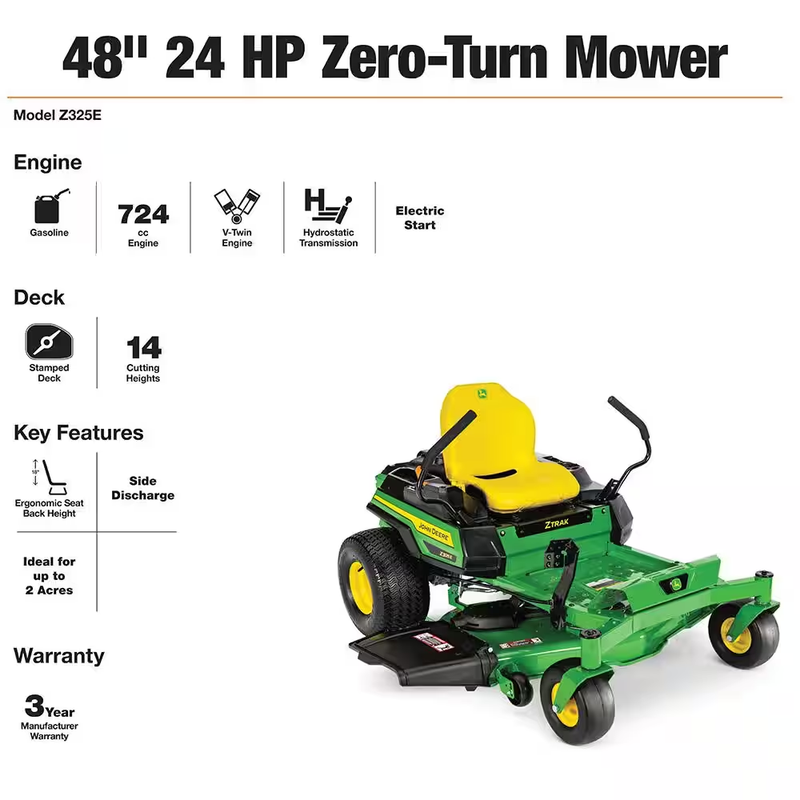 Z325E 48 In. 24 HP Gas Dual Hydrostatic Zero-Turn Riding Mower